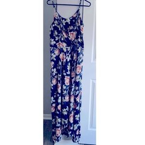 Long floral dress.